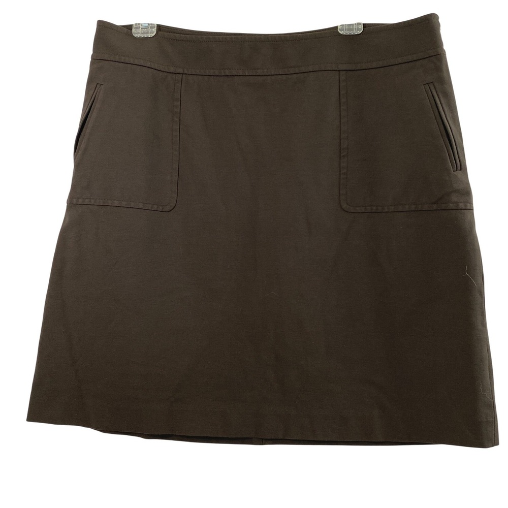Talbots Skirt Womens Size 14 Chocolate Brown A-Line Knit Pockets Office Work